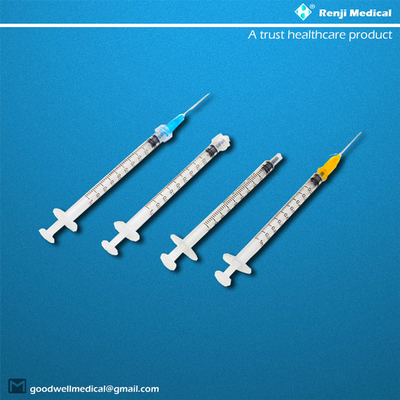 CE / ISO Jarum Suntik Habis Pakai Medis Sekali Pakai Dengan Volume Jarum 1ml